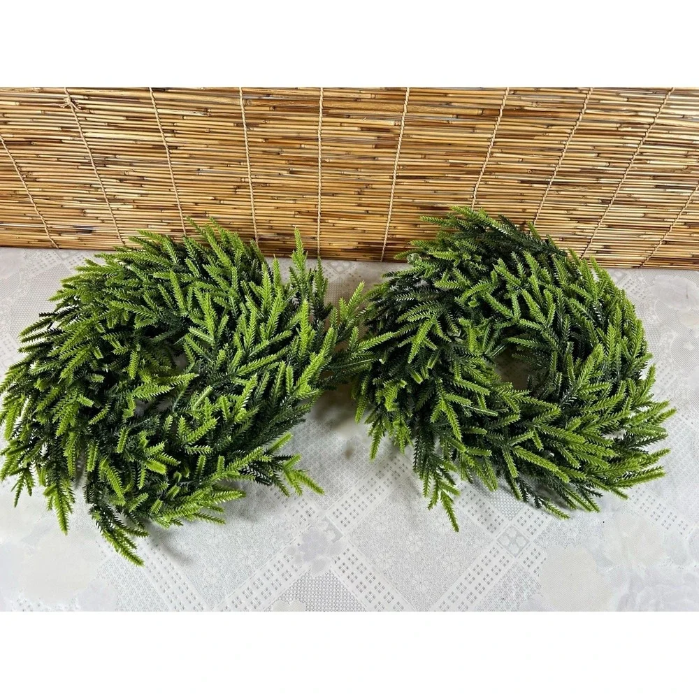 Set of 2 Artificial Green Pine Wreaths 14